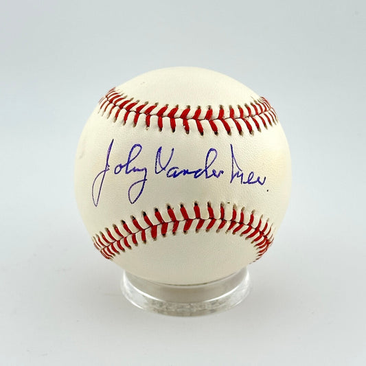 Baseball with autograph on a white background
