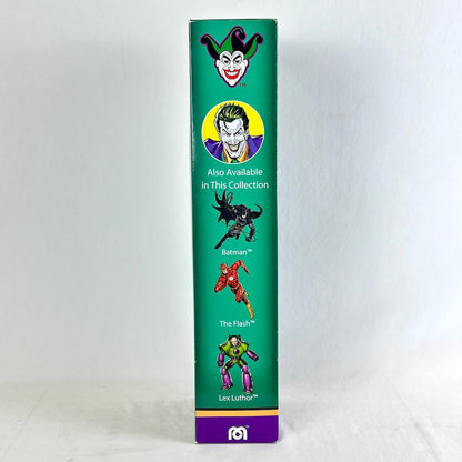 Side view of Joker action figure packaging with images of other available figures and Mego logo. 