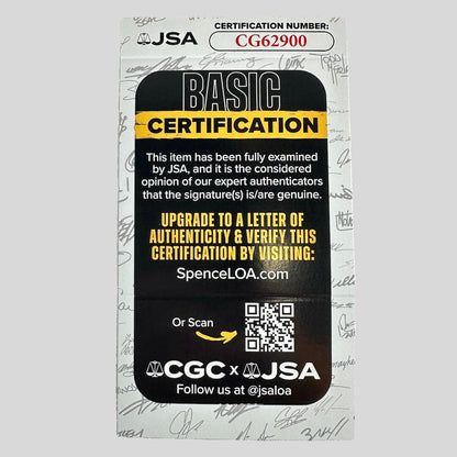 JSA certification card for basic authentication on a gray background