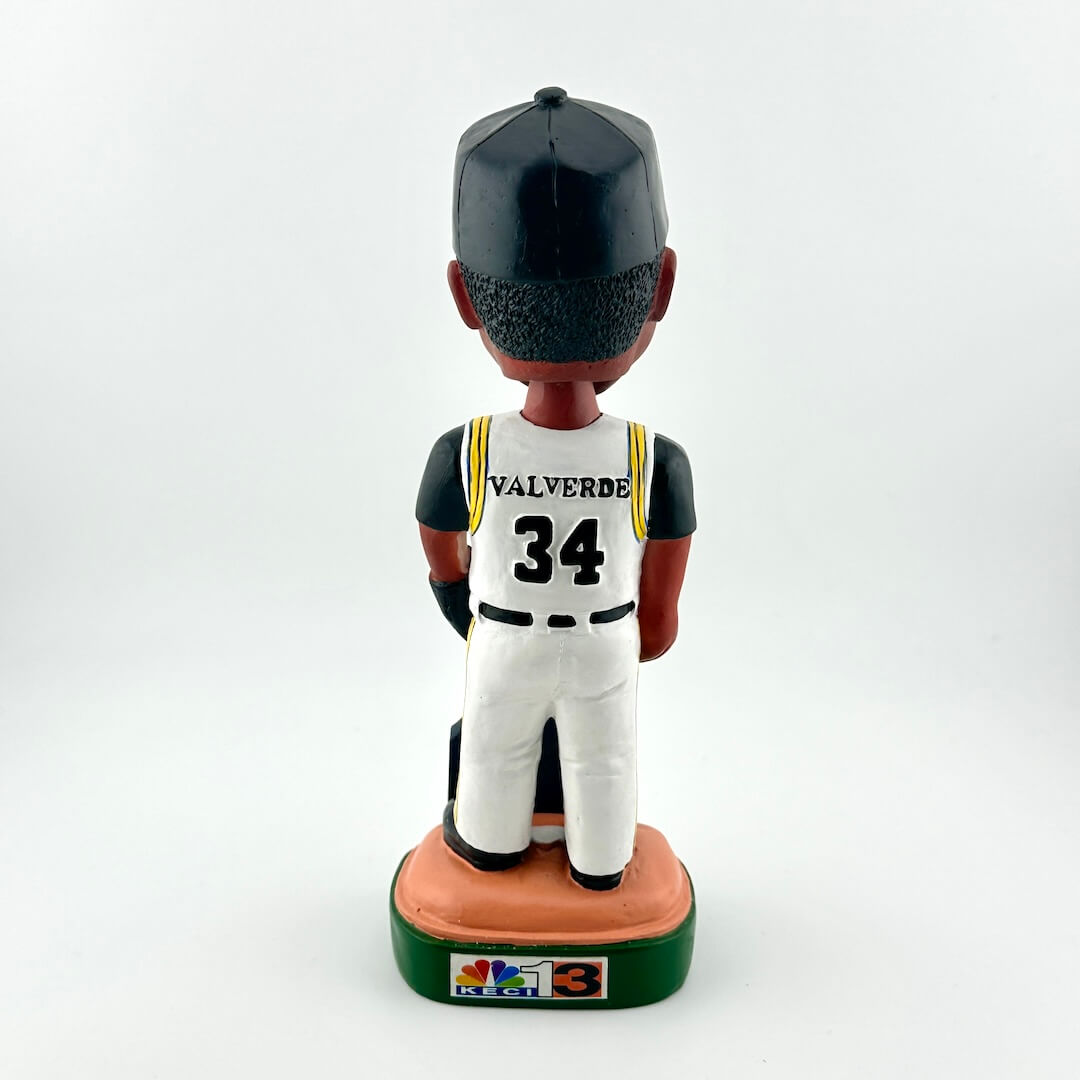 Bobblehead figure of a baseball player in uniform with 'Valverde' and number '34' on a white background