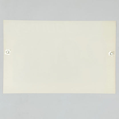 Backside of white poster against white background. 