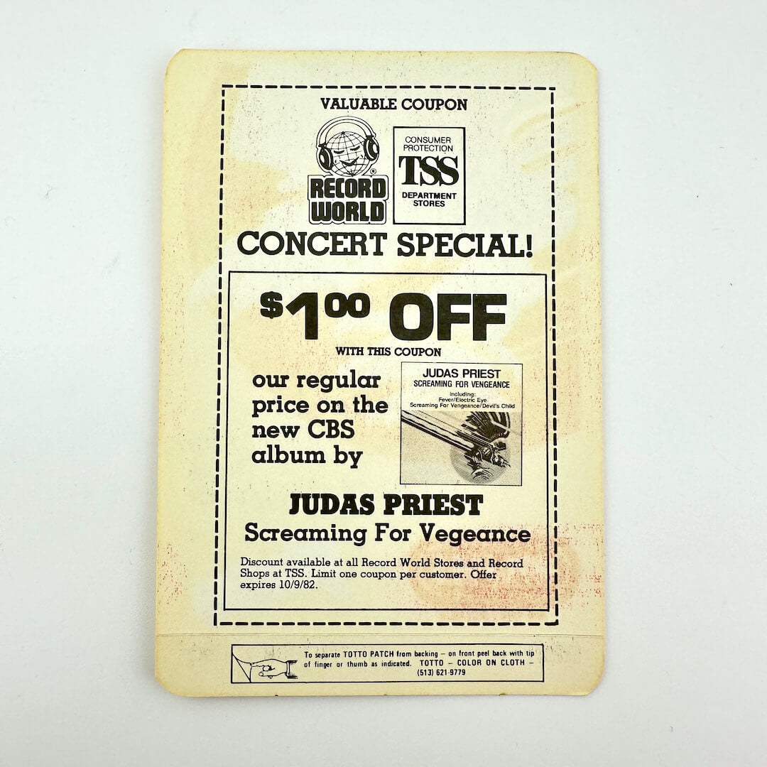 Reverse side of ticket showing coupon for album.