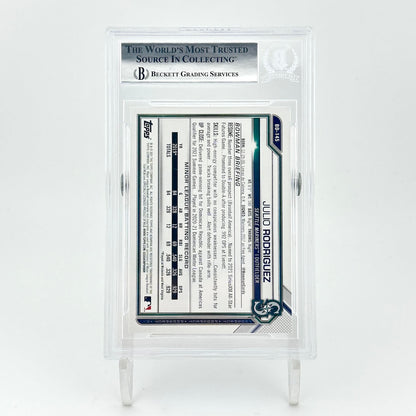 Trading card in a protective case with visible text and branding