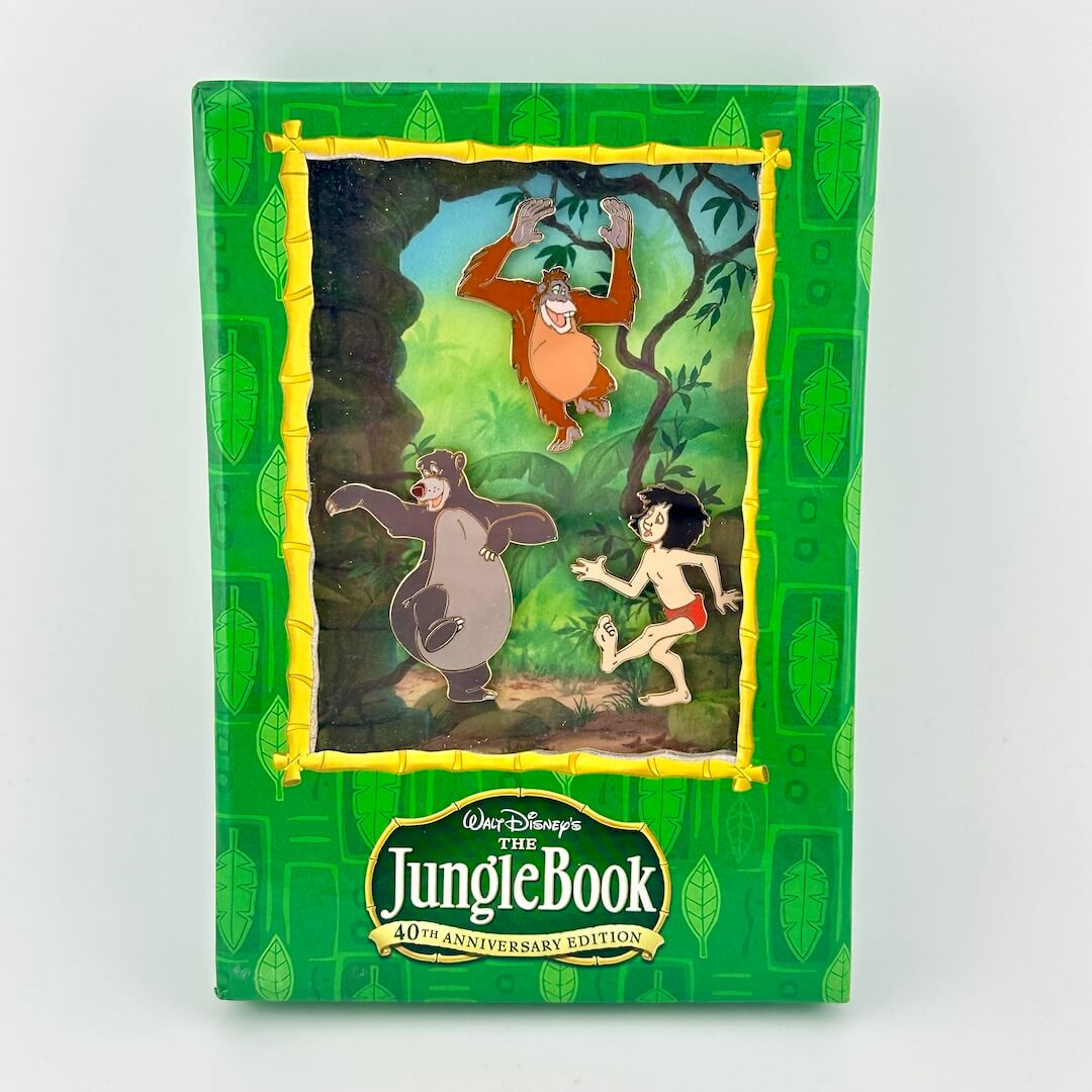 Jungle Book 40th Anniversary Edition pin set with characters on a green background