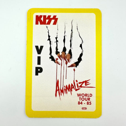 VIP pass for KISS Animalize World Tour 1984-1985 with yellow border