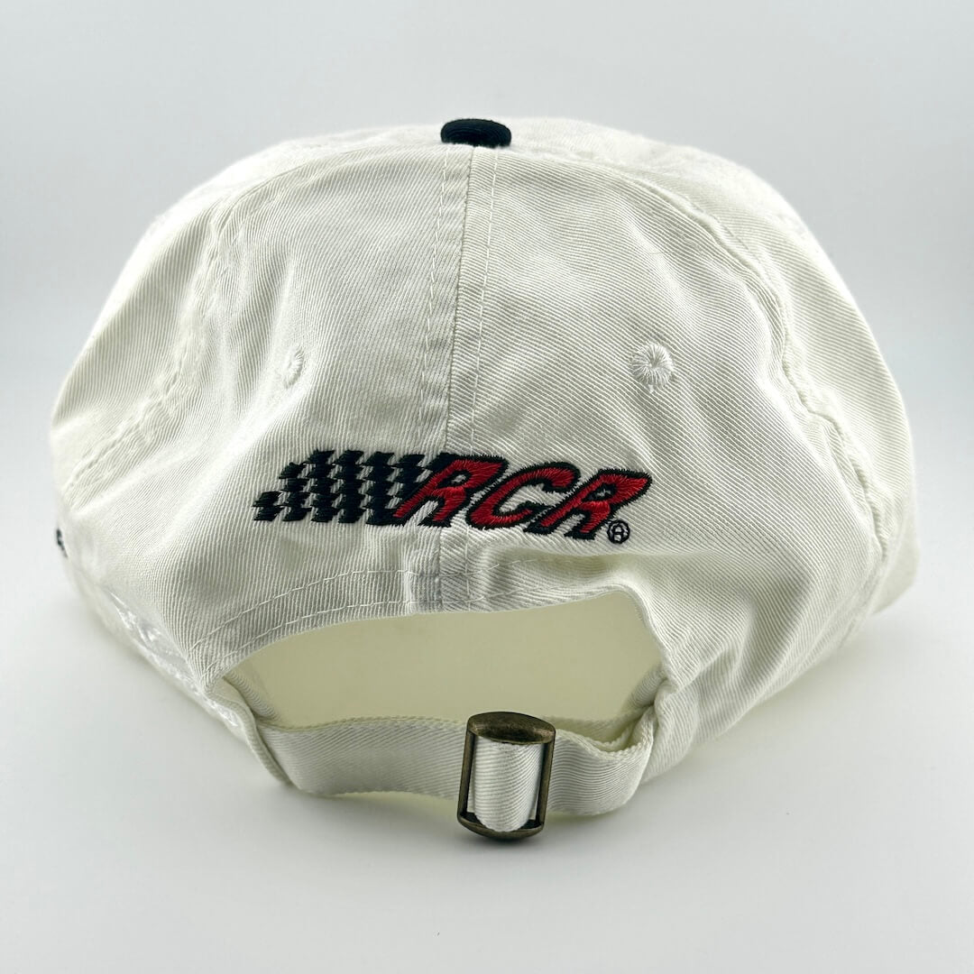 White cap with 'RCR' logo on a light gray background