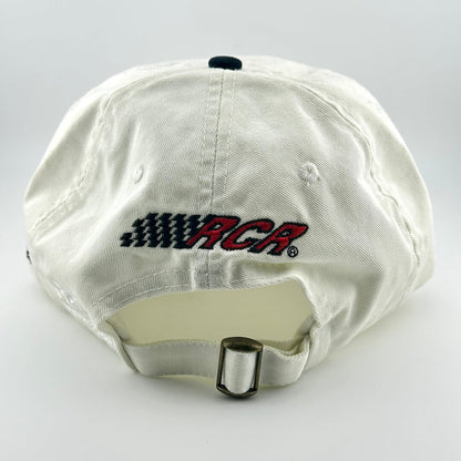 White cap with 'RCR' logo on a light gray background