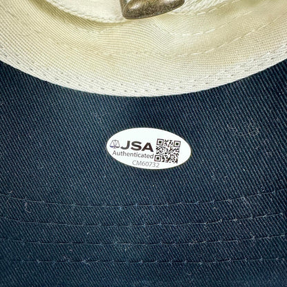Black hat brim with a JSA authentication label. 