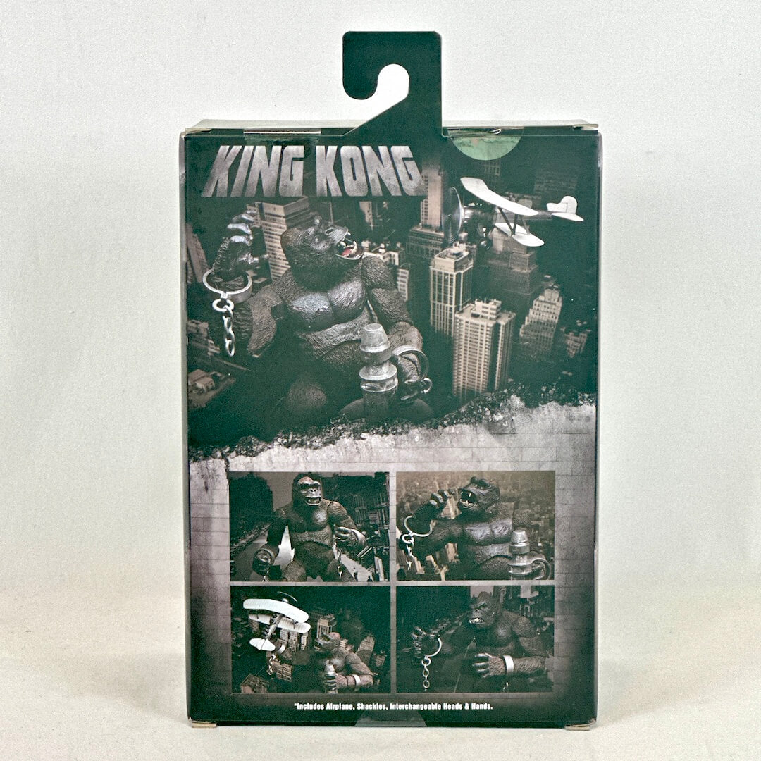 King Kong action figure packaging with cityscape background