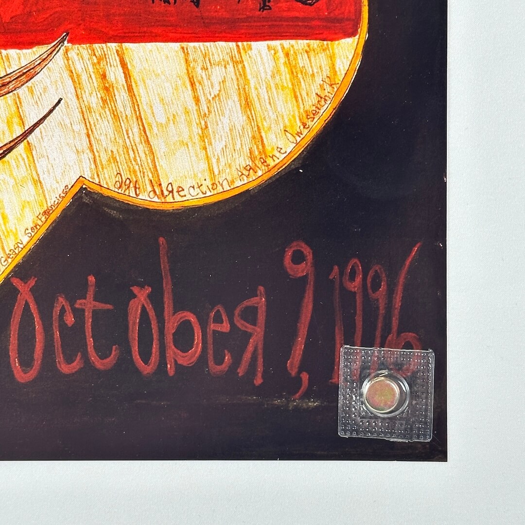 Bottom right corner with event date listed. Crisp corners and clean edges. 