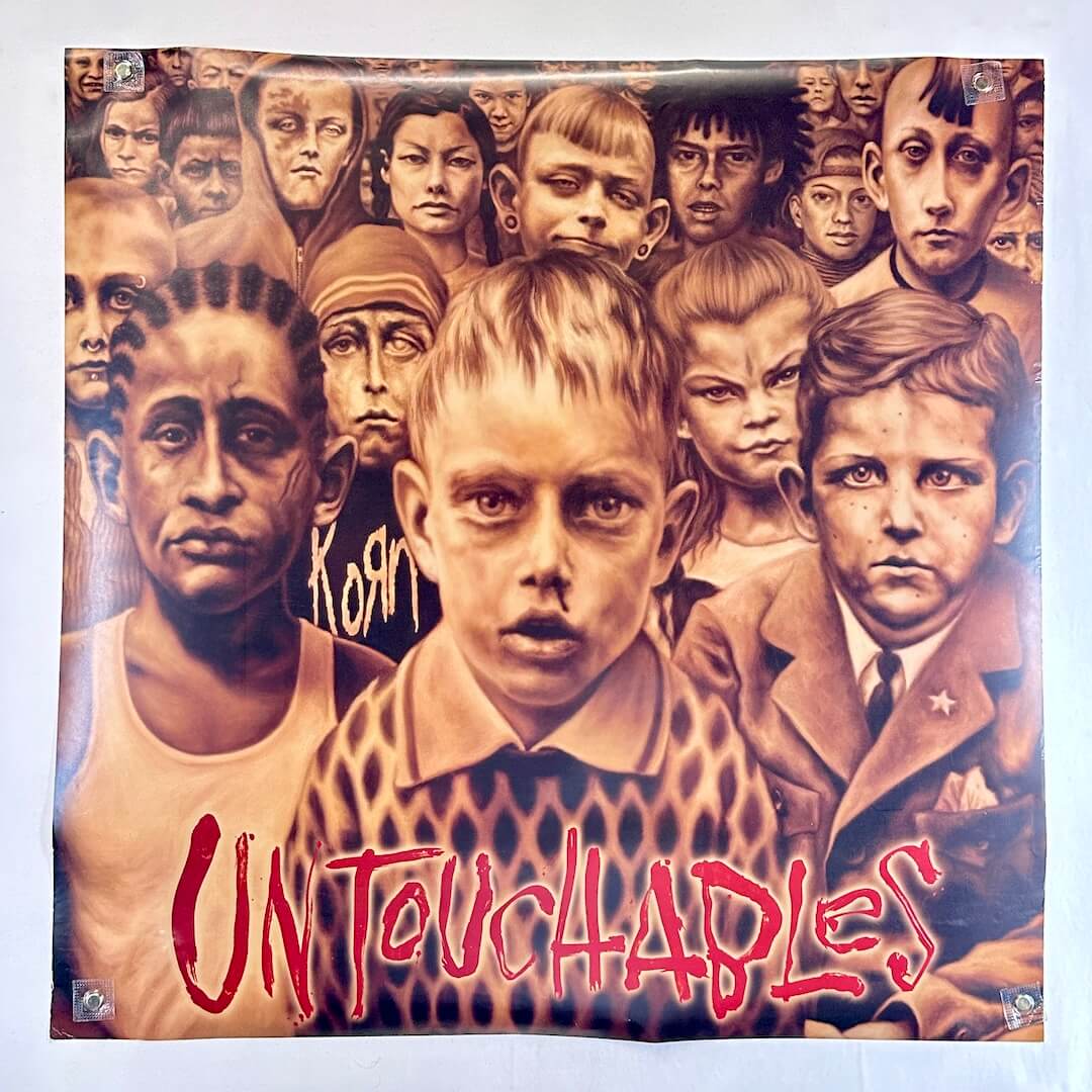 Reverse side of poster showing album art.