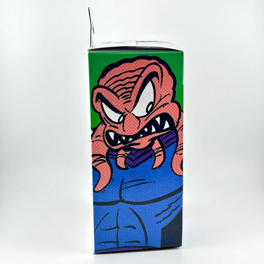Cartoon character design on a green and blue background