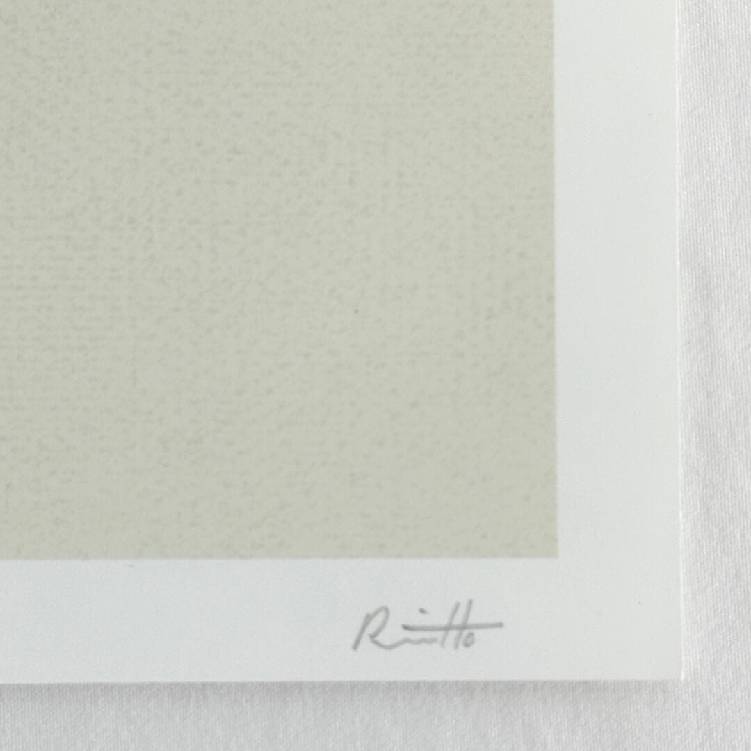 Lower right corner of print with no damage, featuring artist signature in pencil. 