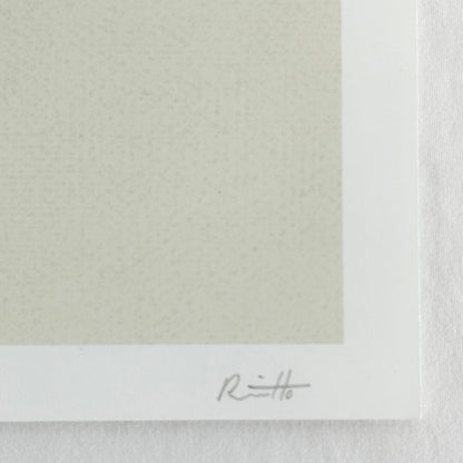 Lower right corner of print with no damage, featuring artist signature in pencil. 