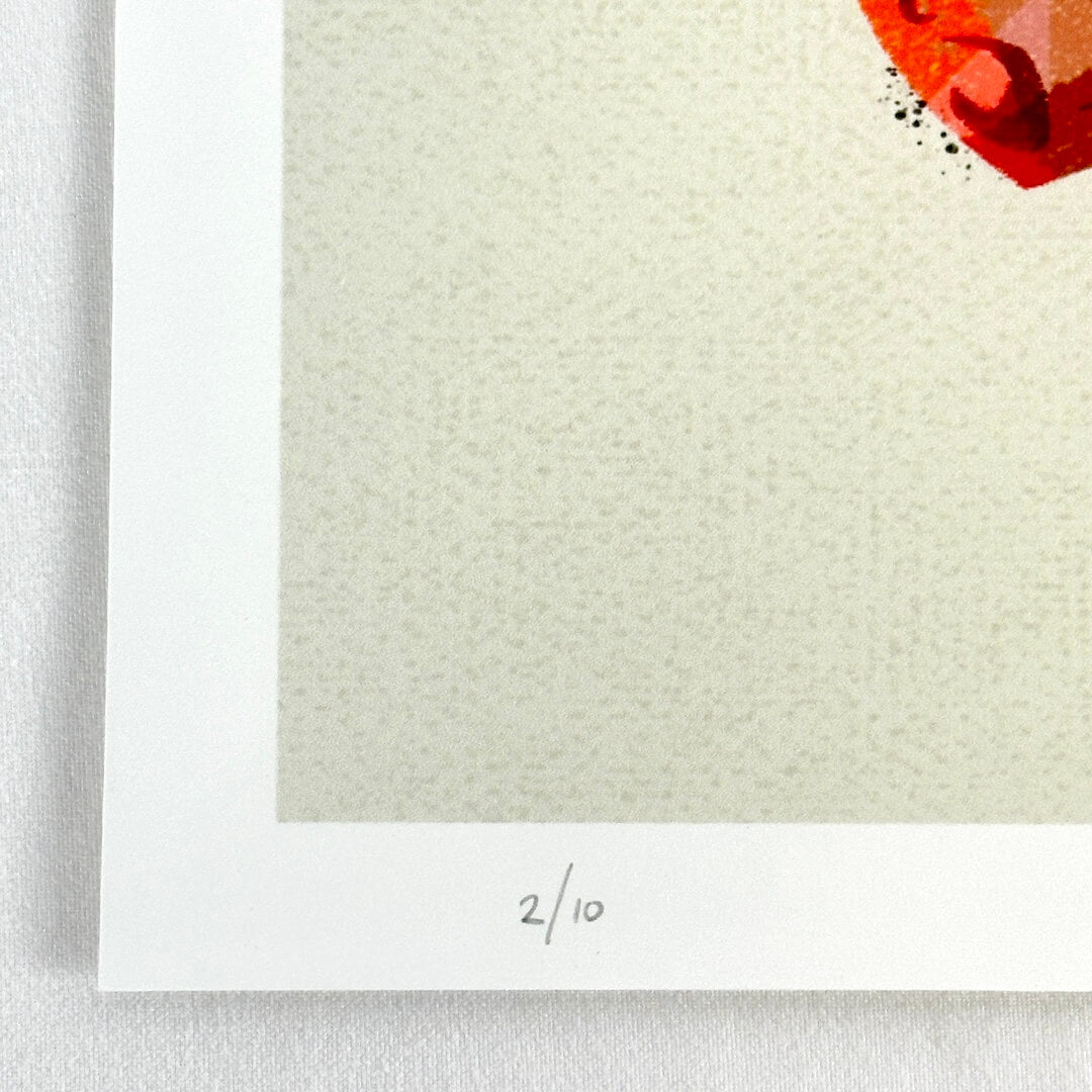 Lower left corner of print with no damage, featuring print number in pencil. 