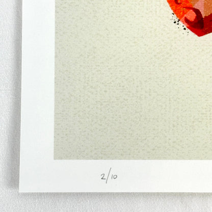 Lower left corner of print with no damage, featuring print number in pencil. 