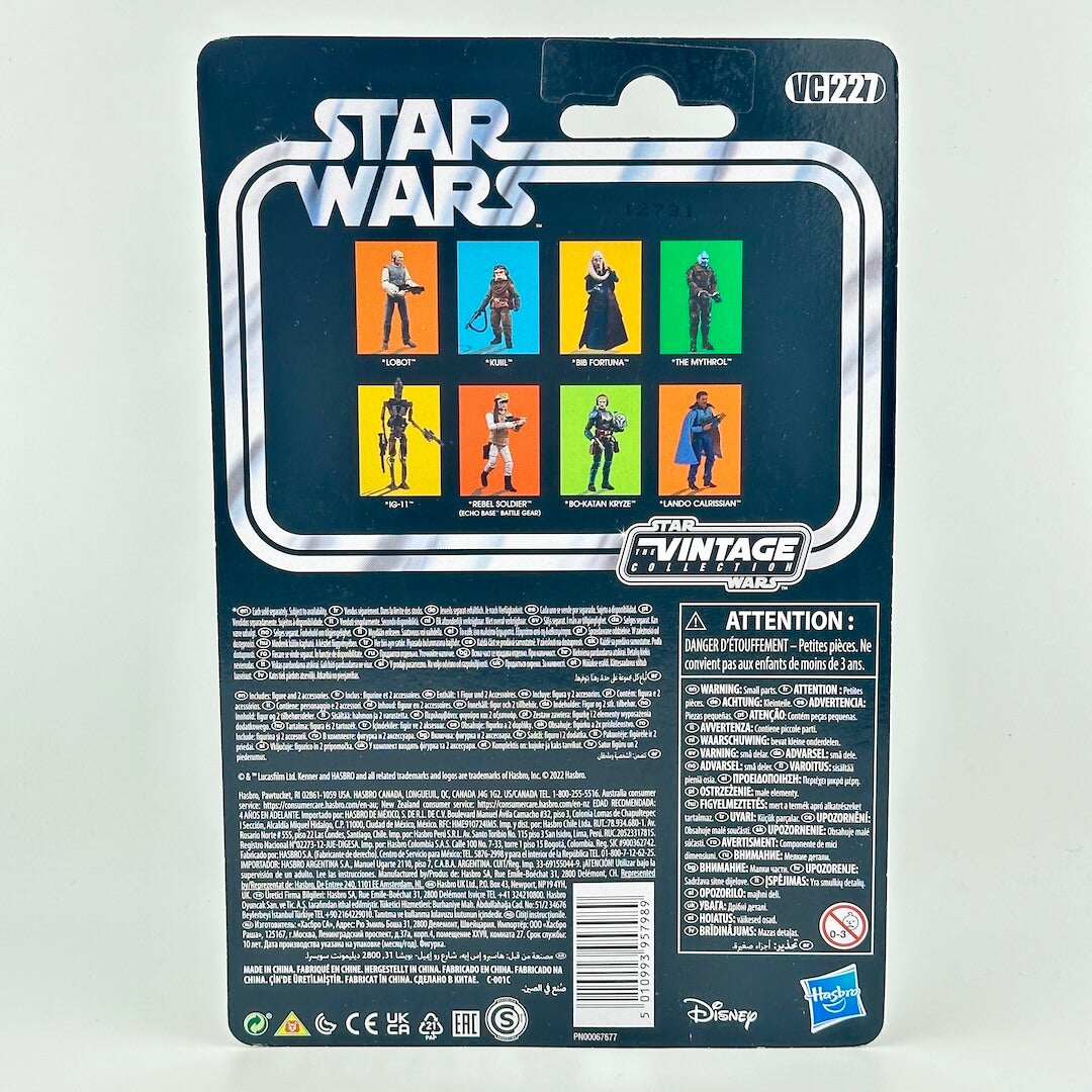 Star Wars The Vintage Line action figure back card packaging, showing character images and product details.