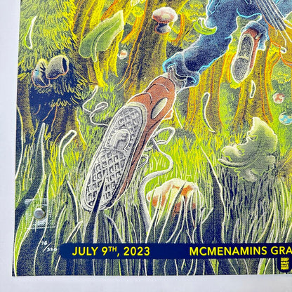 Bottom left corner with poster number by event date, in mint condition. 