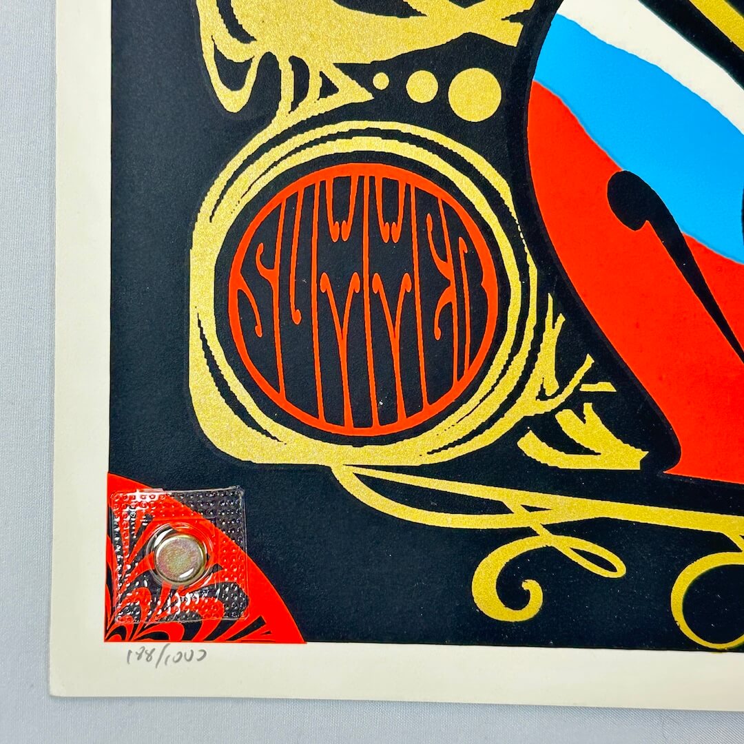 Bottom left corner of poster with poster number and in mint condition. 