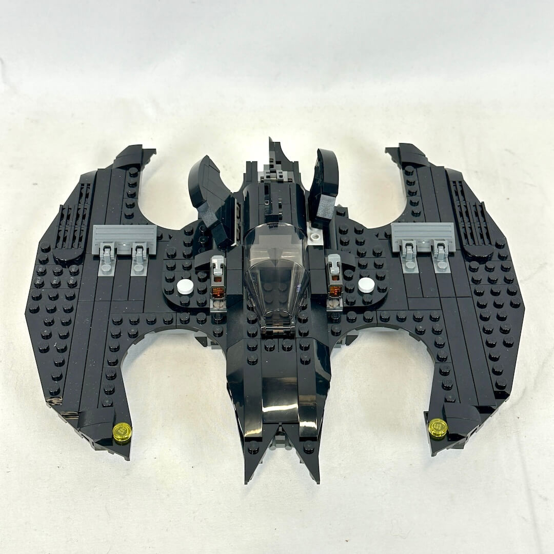 Black and gray LEGO model on a white background