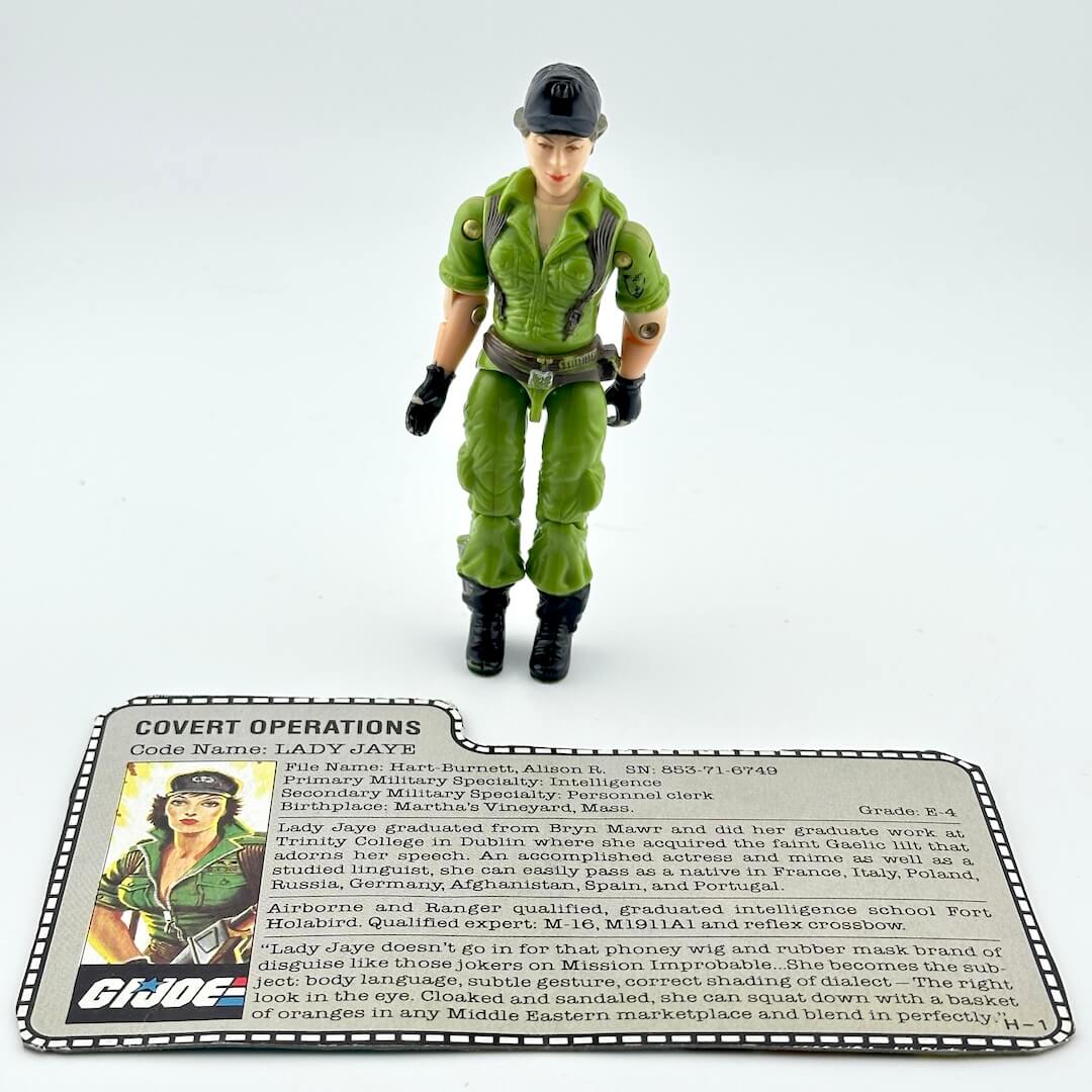 G.I. Joe action figure with character card on a white background