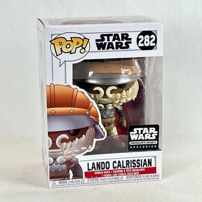 A boxed Funko Pop! Star Wars Lando Calrissian figure, number 282, in its original retail packaging.