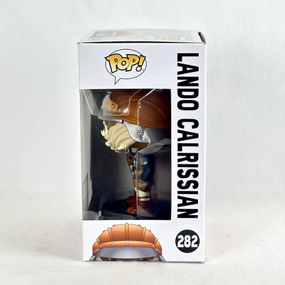 Funko Pop! vinyl figure of Lando Calrissian, number 282, in its original white window box packaging.