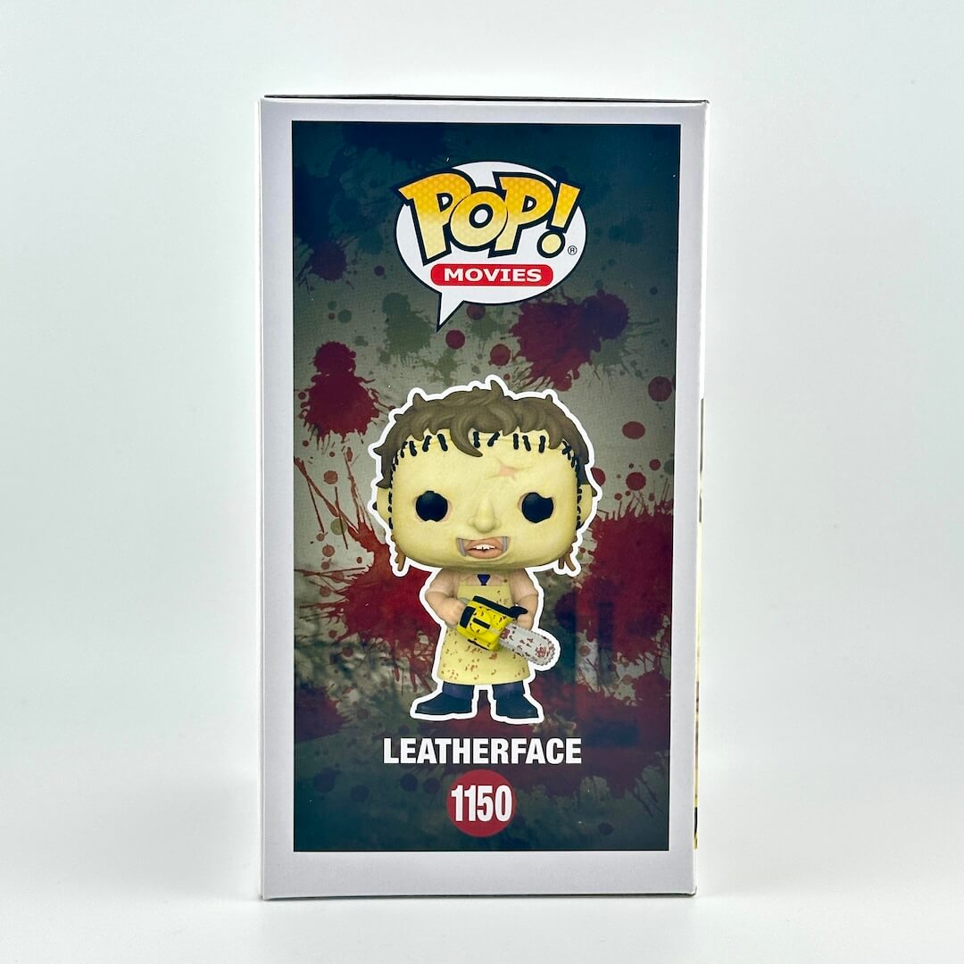 Funko Pop! Vinyl figure packaging of Leatherface from The Texas Chainsaw Massacre against white background.