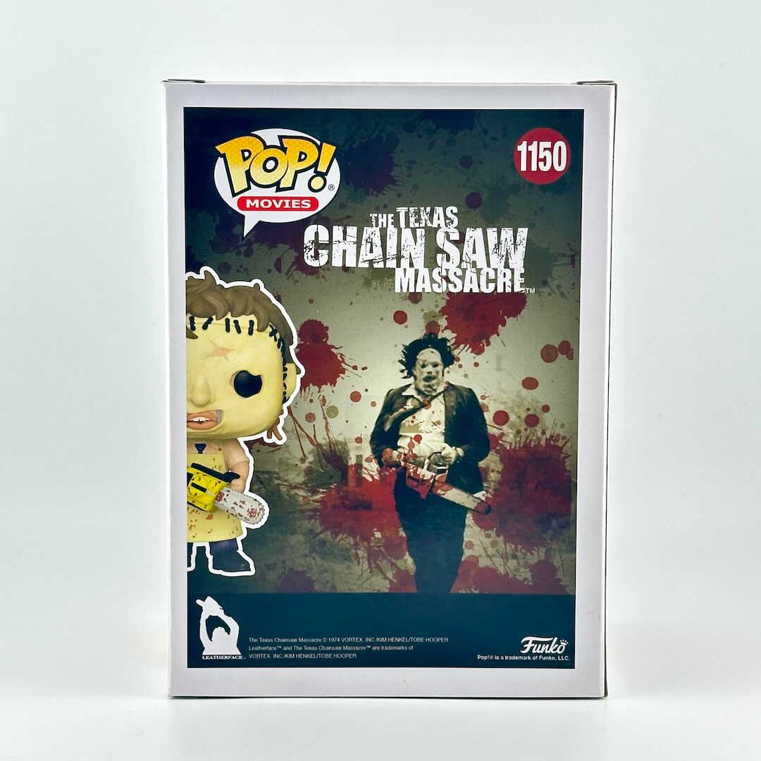 Funko Pop! Vinyl figure packaging of Leatherface from The Texas Chainsaw Massacre against white background.