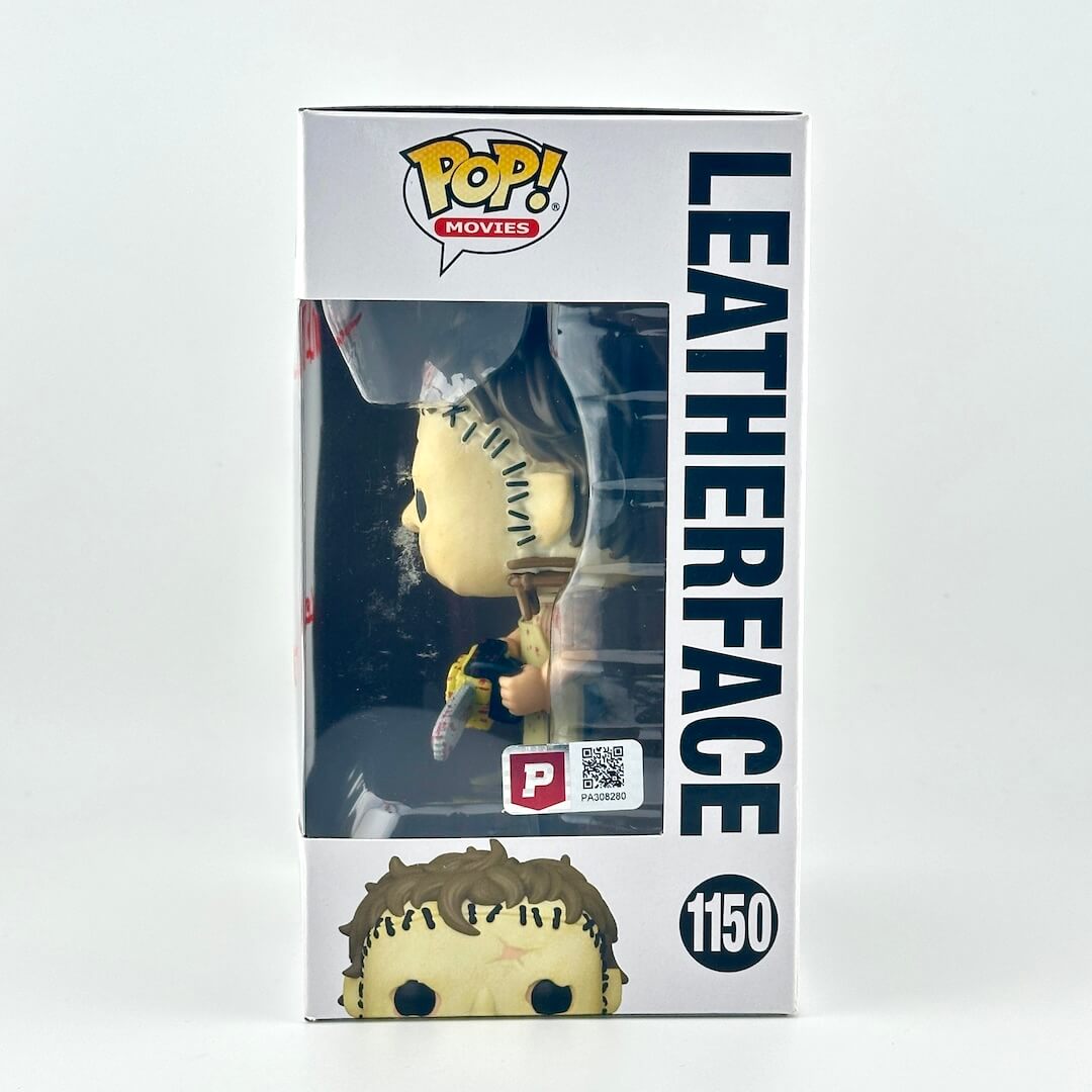 Funko Pop! Vinyl figure packaging of Leatherface from The Texas Chainsaw Massacre against white background.