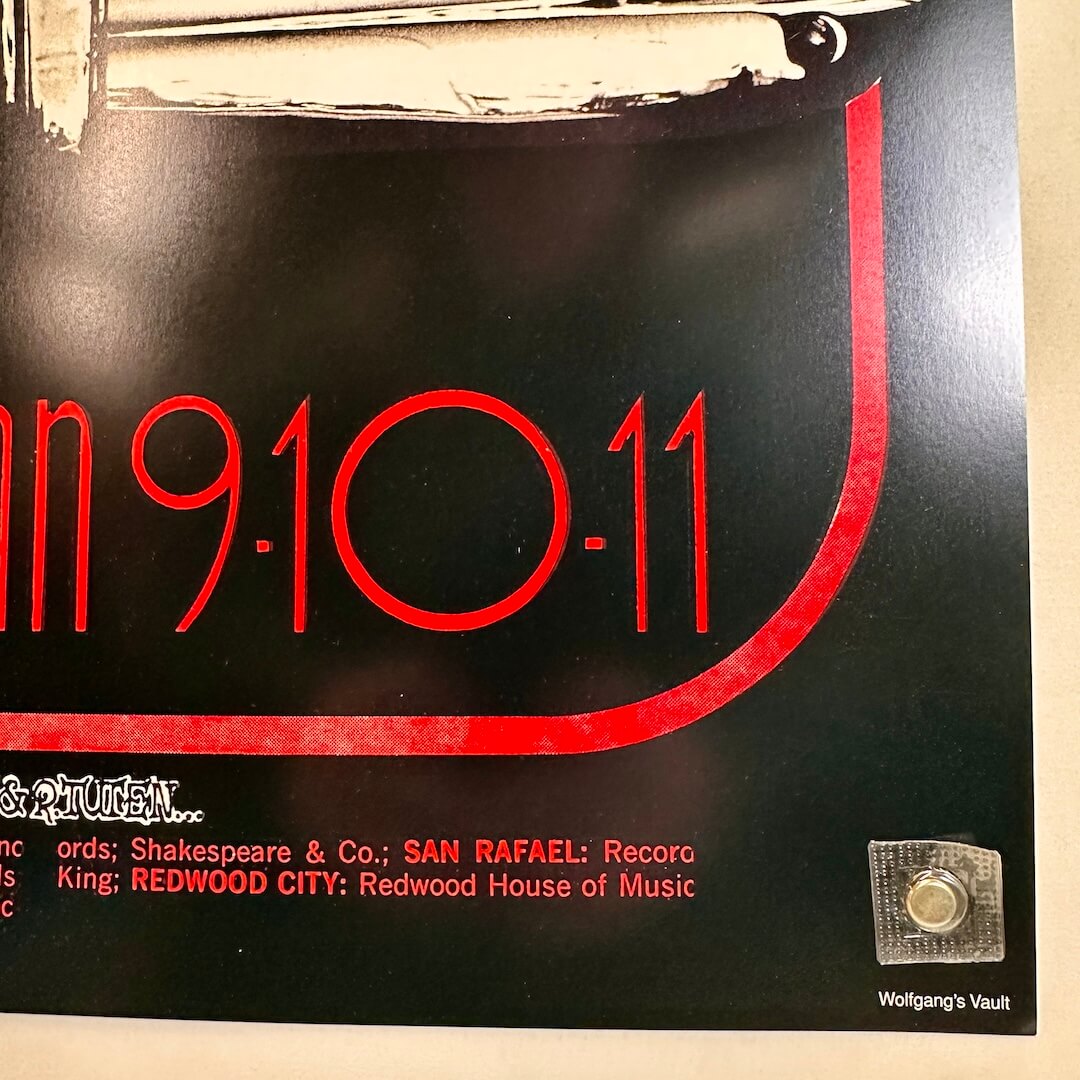 Bottom right corner of poster with crisp corner and clean edges, in mint condition. 