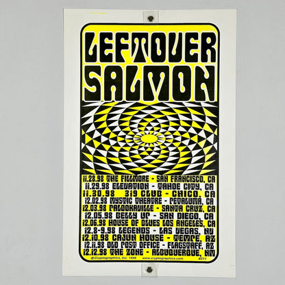 Poster for Leftover Salmon with tour dates on a white background