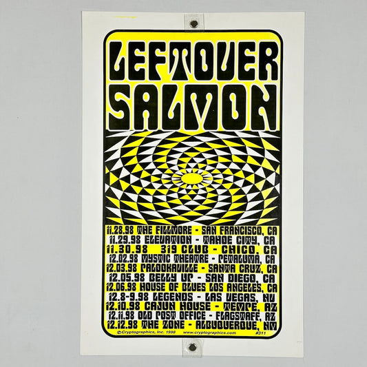 Poster for Leftover Salmon with tour dates on a white background