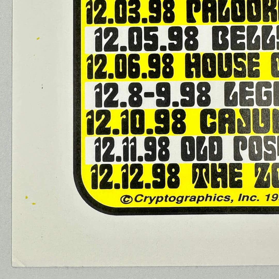 Bottom left corner of poster in near mint condition. 