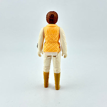 Action figure with a yellow vest and brown boots on a white background