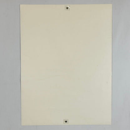 Backside of poster against white background.