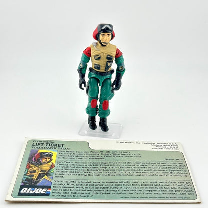 GI Joe action figure with card against white background. 