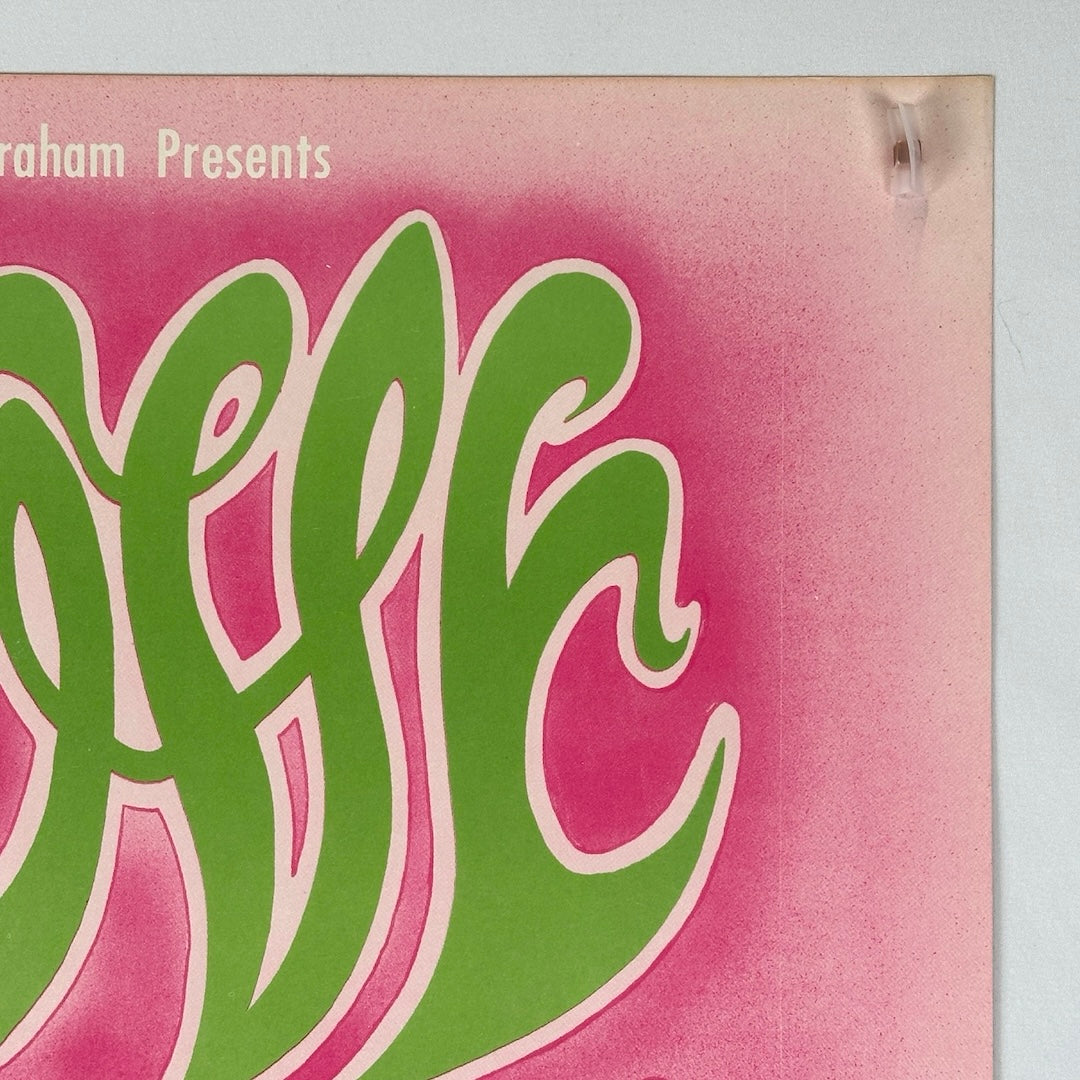 Crisp top left corner of poster, most of green cursive "LOVE" & white printed "Graham presents" & minor edge discoloration