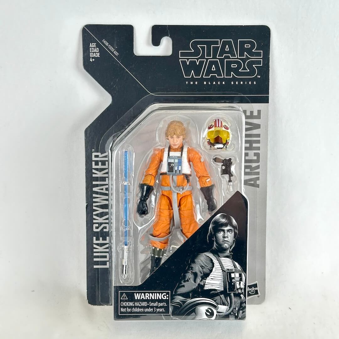 Star Wars The Black Series Luke Skywalker action figure in its original packaging.