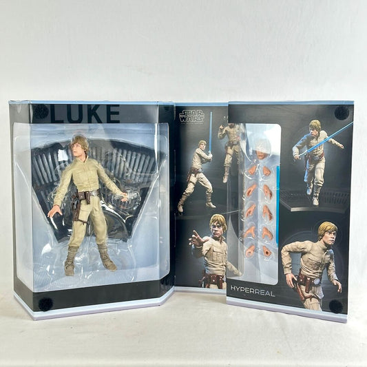 Star Wars Hyperreal Luke Skywalker action figure shown in its display packaging, with the figure visible.