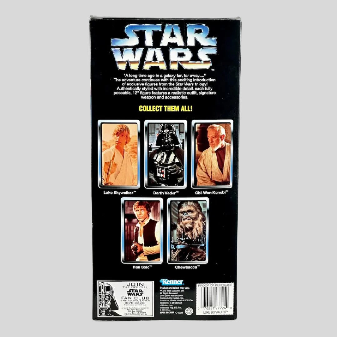 Star Wars action figure box with character images on a gray background
