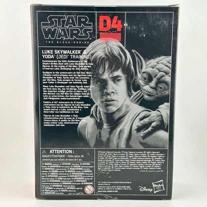 Star Wars The Black Series D4 Luke Skywalker & Yoda (Jedi Training) action figure box back.