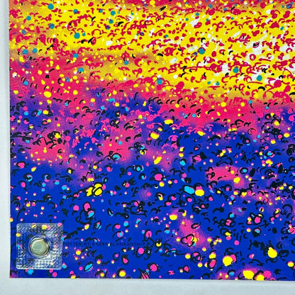 Bottom left corner of poster with crisp corner and clean edges. 
