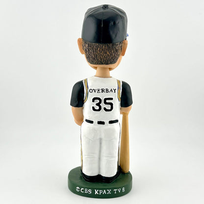 Bobblehead figure of a baseball player in a white and black uniform with 'Overbay' and number '35' on a white background.