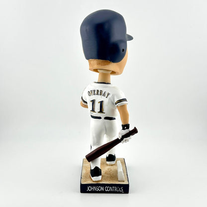 Baseball bobblehead figure with a uniform and bat on a white background
