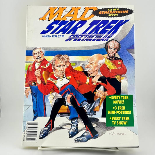 Magazine cover featuring Star Trek characters with 'Mad' magazine style