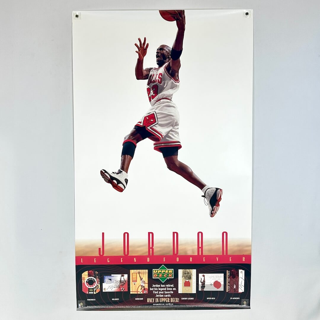 Basketball player in action on a poster with Jordan branding