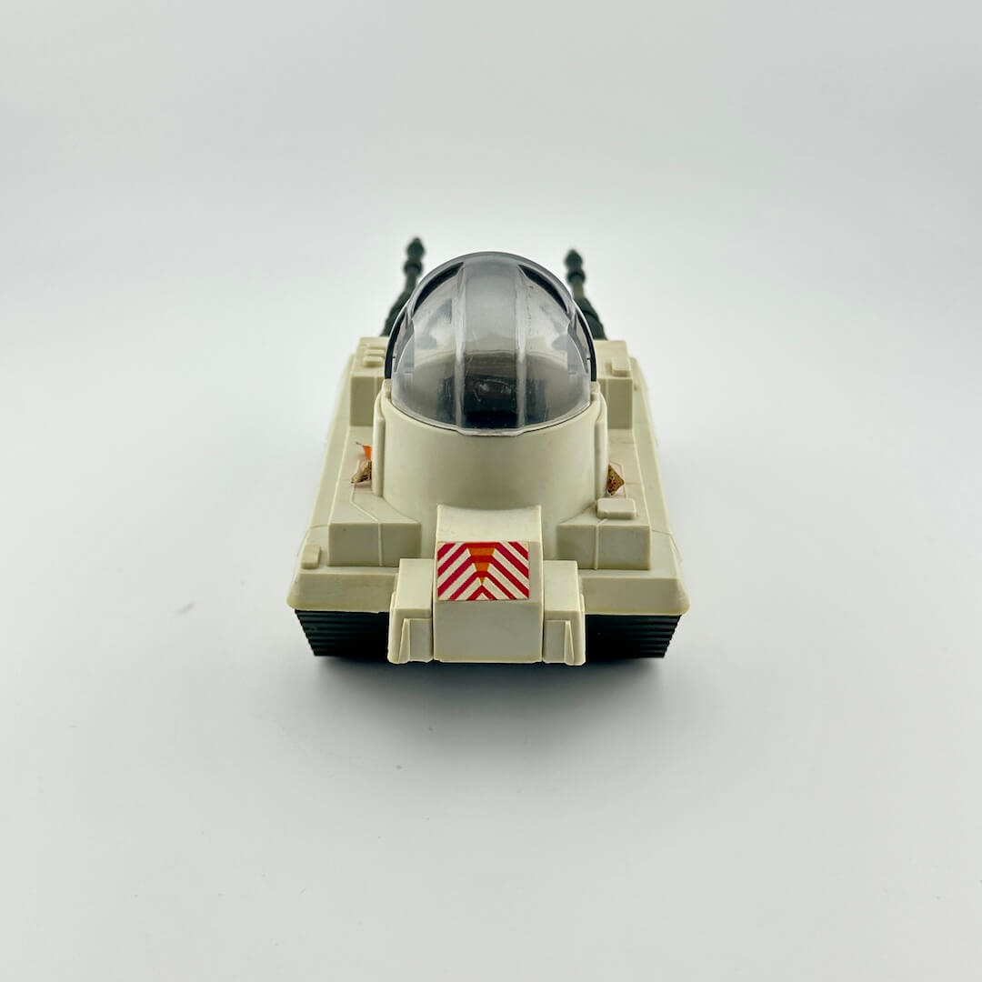 Toy vehicle with a clear dome on a white background