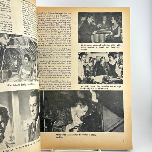 An open vintage magazine spread showing black-and-white photographs and columns of text, with a yellowed aged page.