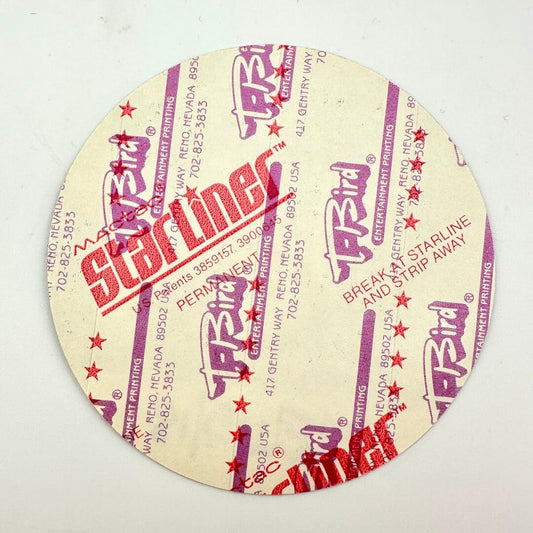 Backside of sticker to show intact backing and pristine condition. 
